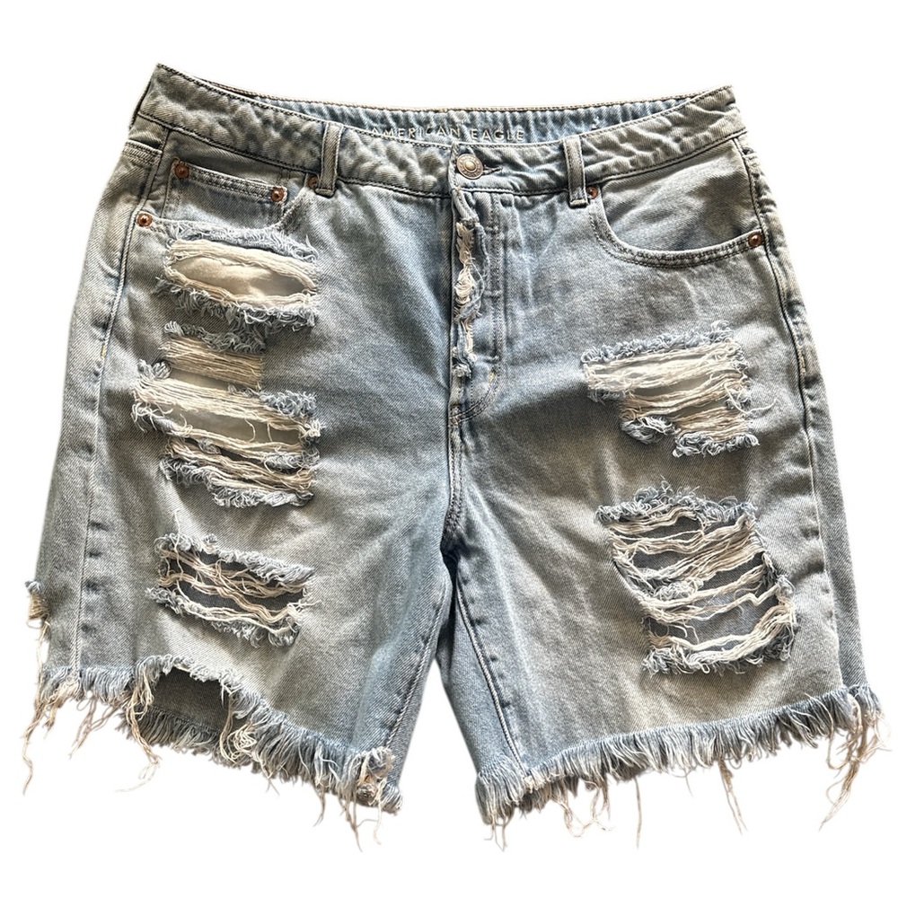 American Eagle Outfitters Light Blue Distressed Jean Shorts